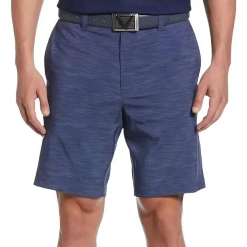 Callaway Performance Golf Shorts 40 Dri Fit Stretch Blue‎ Marled Ball Pocket NWT